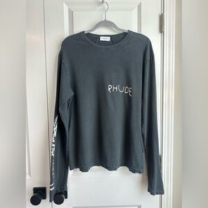Rhude Men’s Logo Scabbing Long Sleeve T-Shirt (Size S)